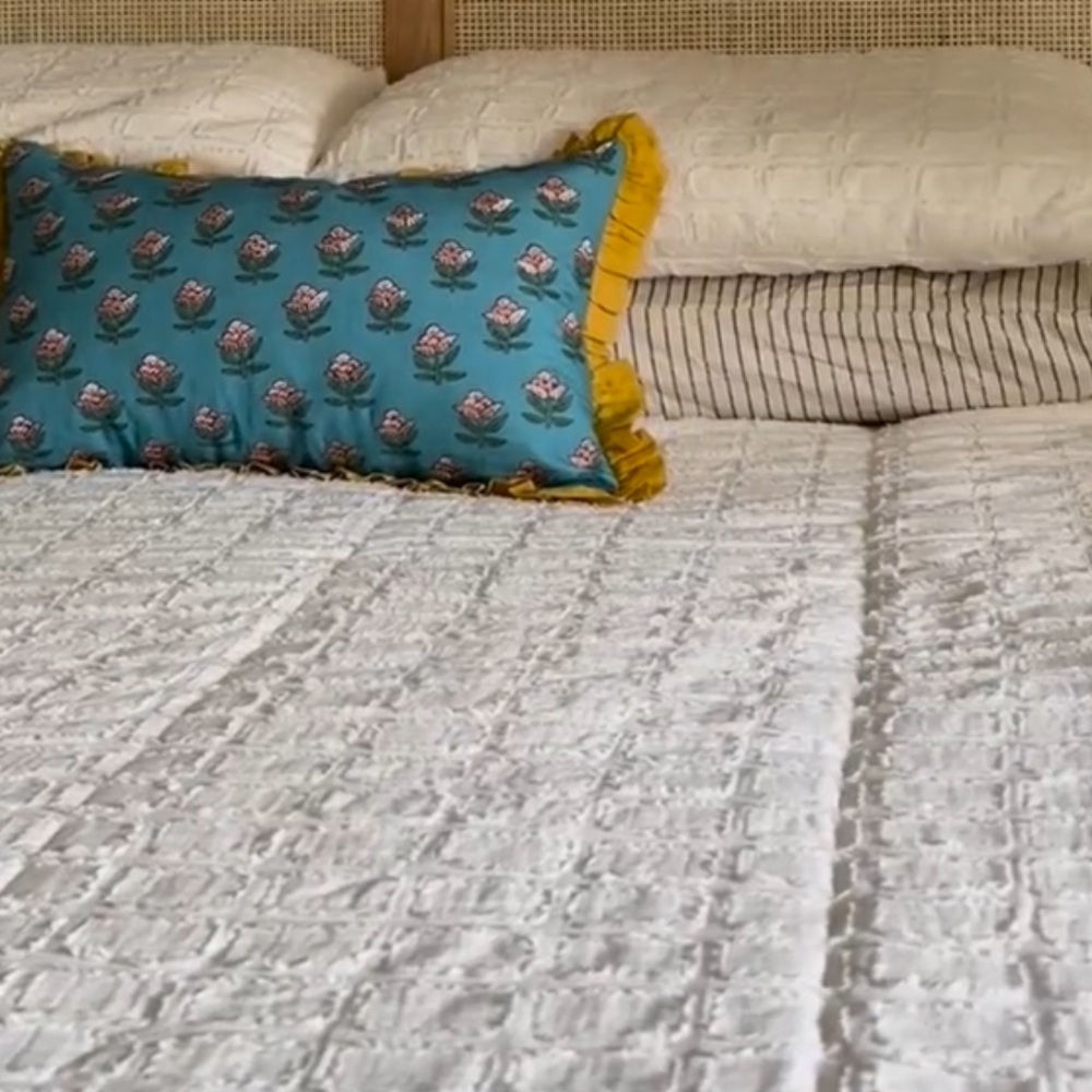 White Geometric Quilt with Minimalist Design